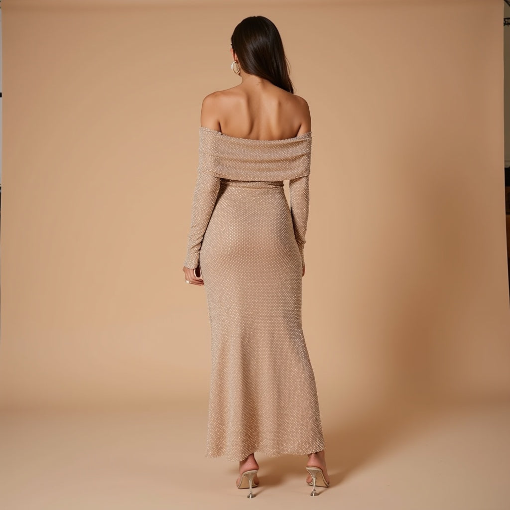 Manon | Sukienka Off-Shoulder z Diamantami